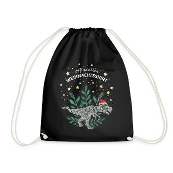 Trex Tyrannosaurus Christmas Heiligabend XMas - Turnbeutel - Schwarz - Vorne