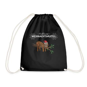 Weihnachtsmuffel Anti Weihnachten Faultier Xmas - Turnbeutel - Schwarz - Vorne