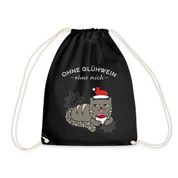 Glühwein Weihnachtsmarkt Katze Weihnachtszeit - Turnbeutel - Schwarz - Vorne