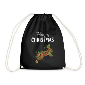 Hoppy Christmas Rabbits Rabbits Christmas Time - Drawstring Bag - black - Front