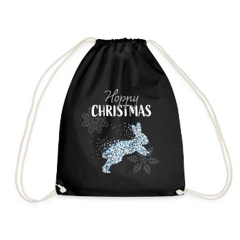 Hoppy Christmas Rabbit Rabbit Snowflake - Drawstring Bag - black - Front