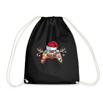 Gamer Controller with Cap Funny Outfit Xmas - Drawstring Bag - black - Front