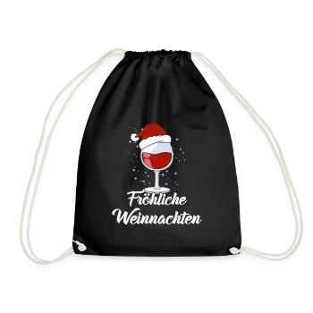 Wein Liebhaber Weihnachts Mütze Outfit Weihnachten - Turnbeutel - Schwarz - Vorne