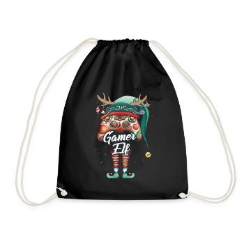 Gamer Elf Dab Gambler Outfit Drôle Noël - Sac de sport léger - noir - Devant