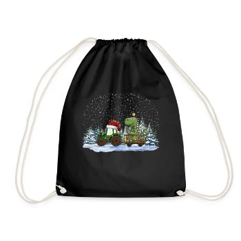 Weihnachtstraktor Tree Rex Dino Traktor Pyjama - Turnbeutel - Schwarz - Vorne