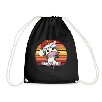 Weihnachtseinhorn Einhorn Einhornpyjama Geschenk - Turnbeutel - Schwarz - Vorne