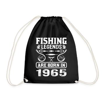 Fishing Legends Are Born In 1965 - Turnbeutel - Schwarz - Vorne