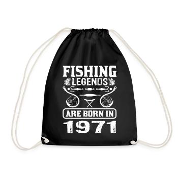 Fishing Legends Are Born In 1971 - Turnbeutel - Schwarz - Vorne
