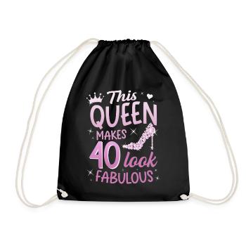 This Queen makes 40 look Fabulous 40th birthday - Drawstring Bag - black - Front