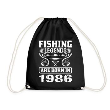 Fishing Legends Are Born In 1986 - Turnbeutel - Schwarz - Vorne