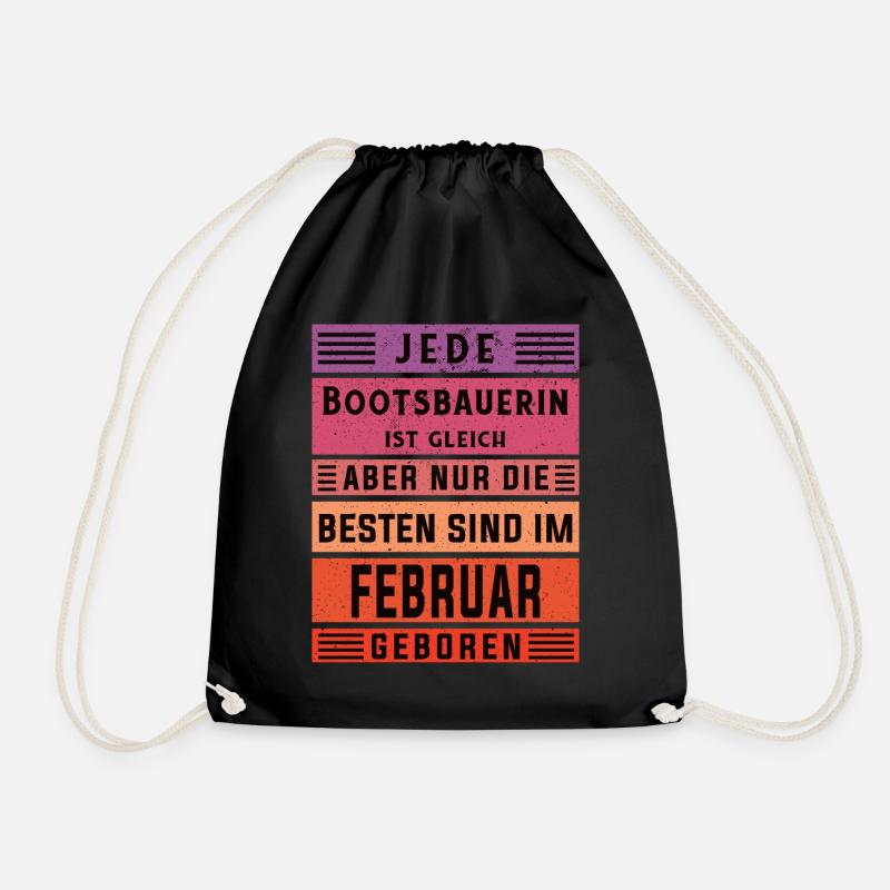Schiffbauer Geburtstag Februar geboren - Turnbeutel - Schwarz