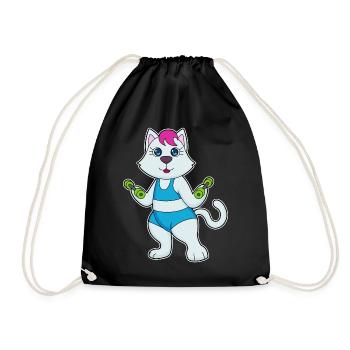 Cat Bodybuilder Dumbbell Bodybuilding - Drawstring Bag - black - Front