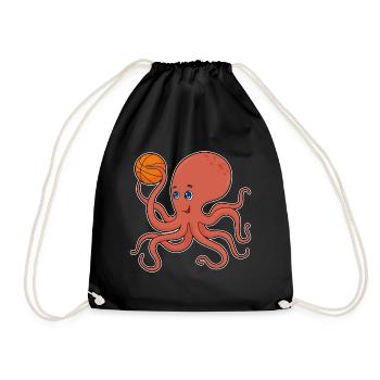 Krake Basketballspieler Basketball - Turnbeutel - Schwarz - Vorne