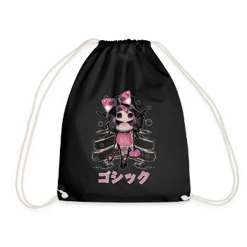Gothic Lolita Chibi Hexe Kawaii Anime WiccaTrickbe - Turnbeutel - Schwarz - Vorne