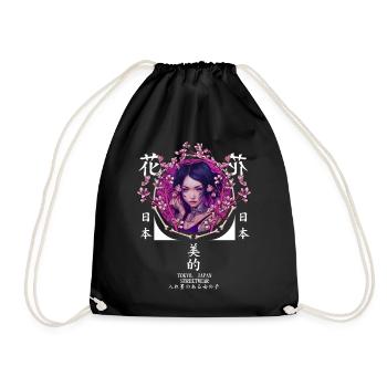 Sakura Blossom Girl Tattoo Streetwear Japanische A - Turnbeutel - Schwarz - Vorne