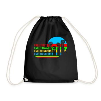 Taiwan Shirt, Free Tibet Protest Fist Tee, - Drawstring Bag - black - Front