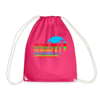 Taiwan Shirt, Free Tibet Protest Fist Tee, - Drawstring Bag - fuchsia - Front