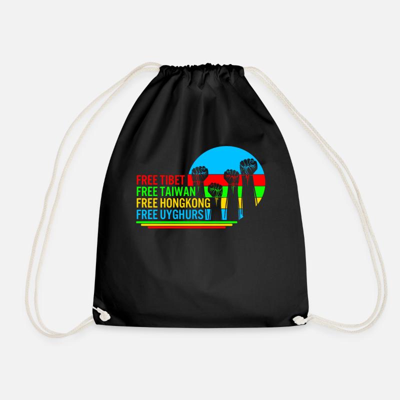Taiwan Shirt, Free Tibet Protest Fist Tee, - Drawstring Bag - black