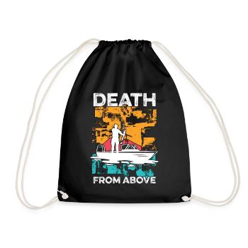 Bowfishing Dead From Above Retro Fishing Bowfisher - Drawstring Bag - black - Front
