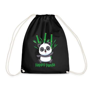 Panda Love Cute Pandas Animal Lovers Bamboo - Drawstring Bag - black - Front