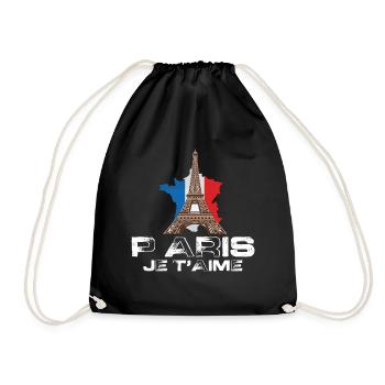 Eiffelturm Ich liebe Paris Frankreich Tag mit Fran - Turnbeutel - Schwarz - Vorne