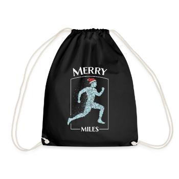Jogging Joggers Running Santa Claus Hat Christmas Time - Drawstring Bag - black - Front