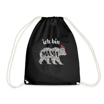 Mamabär Mama Bär Nikolaus Weihnachtszeit Familie - Turnbeutel - Schwarz - Vorne