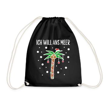 Weihnachtsoutfit Palme Strand Meer Nikolaus - Turnbeutel - Schwarz - Vorne