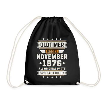 Classic Car November 1976 Birthday Gift - Drawstring Bag - black - Front
