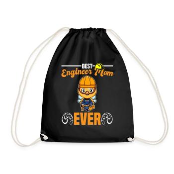 Best Engineer Mom Ever Construction Worker Mommy - Drawstring Bag - black - Front