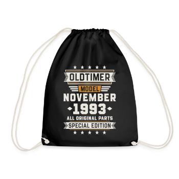 Oldtimer November 1993 Geburtstag Geschenk - Turnbeutel - Schwarz - Vorne