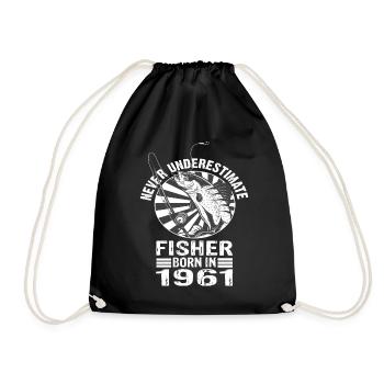 Never Underestimate Fisher born 1961 - Drawstring Bag - black - Front