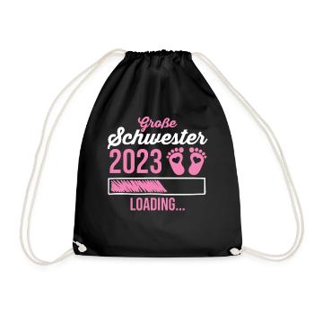 Schwester 2023 Schwanger Werdende Schwester - Turnbeutel - Schwarz - Vorne