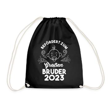 Bruder 2023 Schwanger Werdender Bruder - Turnbeutel - Schwarz - Vorne
