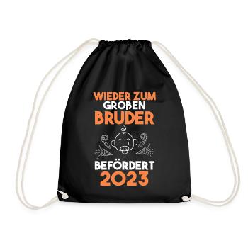 Bruder 2023 Bär Werdender Bruder - Turnbeutel - Schwarz - Vorne