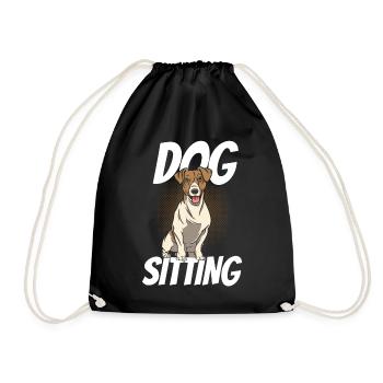 Dog Sitting Dog Sitter Dog Sitting Dog - Drawstring Bag - black - Front