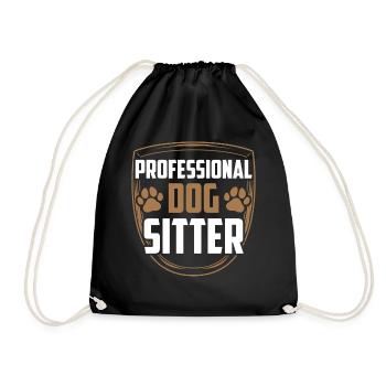 Professioneller Hundesitter Hund Dog Sitting - Turnbeutel - Schwarz - Vorne