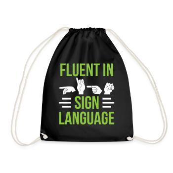Fluent in sign language Awareness signs - Drawstring Bag - black - Front