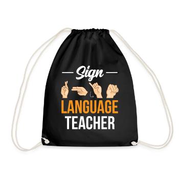 Gebärdensprache Lehrer Awareness Gebärden Gestik - Turnbeutel - Schwarz - Vorne