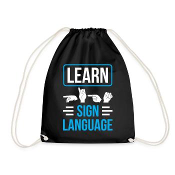 Learning Sign Language Gestures Sign Awareness - Drawstring Bag - black - Front