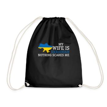 Nothing Scares Me Ukrainian Wife Ukraine - Drawstring Bag - black - Front