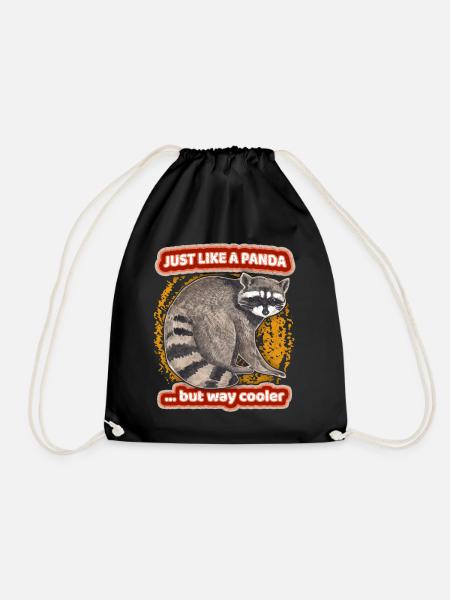 Panda-Spruch, Pandabär, Waschbär-Racoon Spruch - Turnbeutel - Schwarz