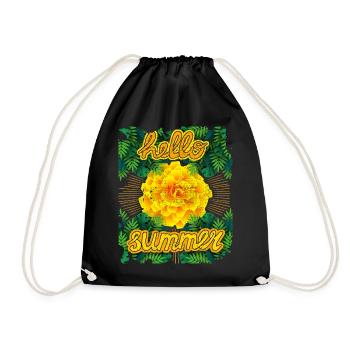 Hello-Summer, Tagetes, Tagetes-Marigold, Summer - Drawstring Bag - black - Front