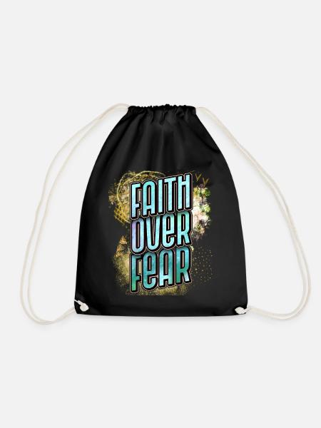 Christian Faith, Jesus Christ, Bible Proverb - Drawstring Bag - black