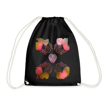 Valentinstag, Herz, Wedding, Hochzeit, romantisch - Turnbeutel - Schwarz - Vorne