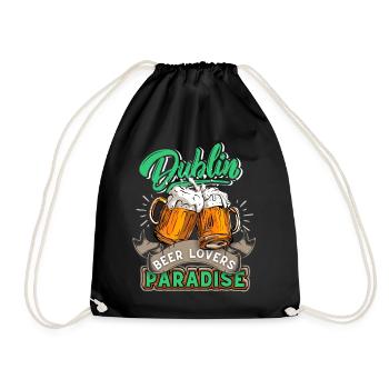 Ireland, Dublin, St Patrick's Day Beer Drinker Saying - Drawstring Bag - black - Front