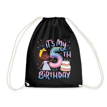 It's my 5th birthday Melanin Kid Juneteenth - Drawstring Bag - black - Front