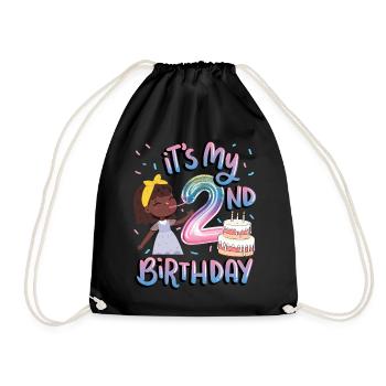 It's my 2nd birthday Melanin Kid Juneteenth - Drawstring Bag - black - Front