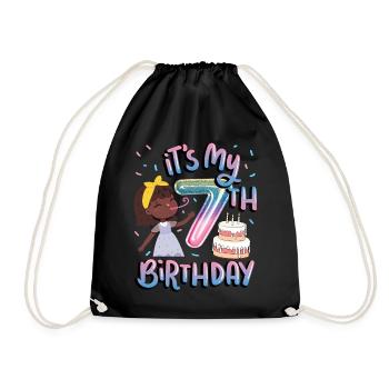 It's my 7th birthday Melanin Kid Juneteenth - Drawstring Bag - black - Front