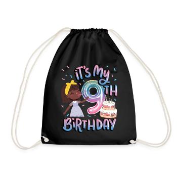 It's my 9th birthday Melanin Kid Juneteenth - Drawstring Bag - black - Front